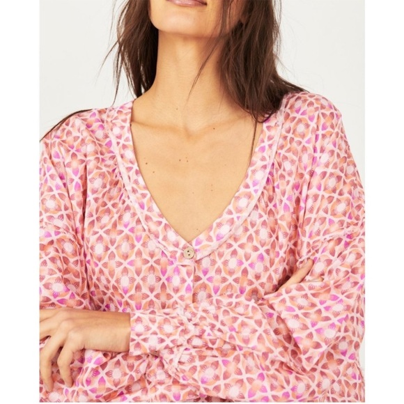 NWT Free People Care FP Linen Daydream Sleepshirt Candy Combo XS - Picture 4 of 4